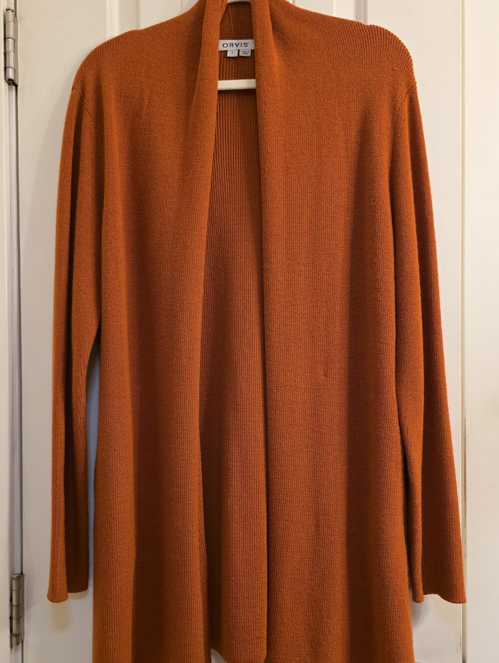 Orvis Women's Open-Front Cardigan Sweater in Rust Size L
